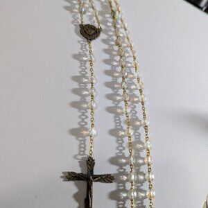 LADY OF THE SNOW ROSARY CRYSTAL VINTAGE